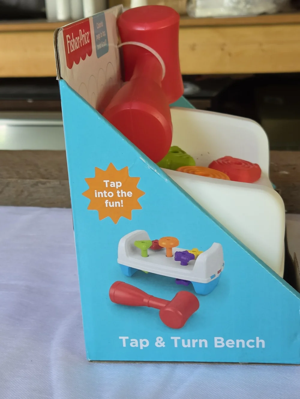 Fisher-Price Red Tap & Turn Bench - Colorful Pegs Toy